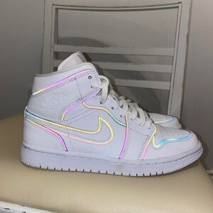 White Jordans with Iridescent Accents